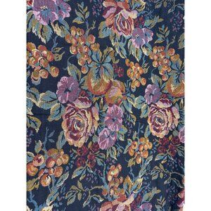 Floral Tapestry Fabric 33"x26" Rich Multicolor Roses Berries Upholstery Vtg